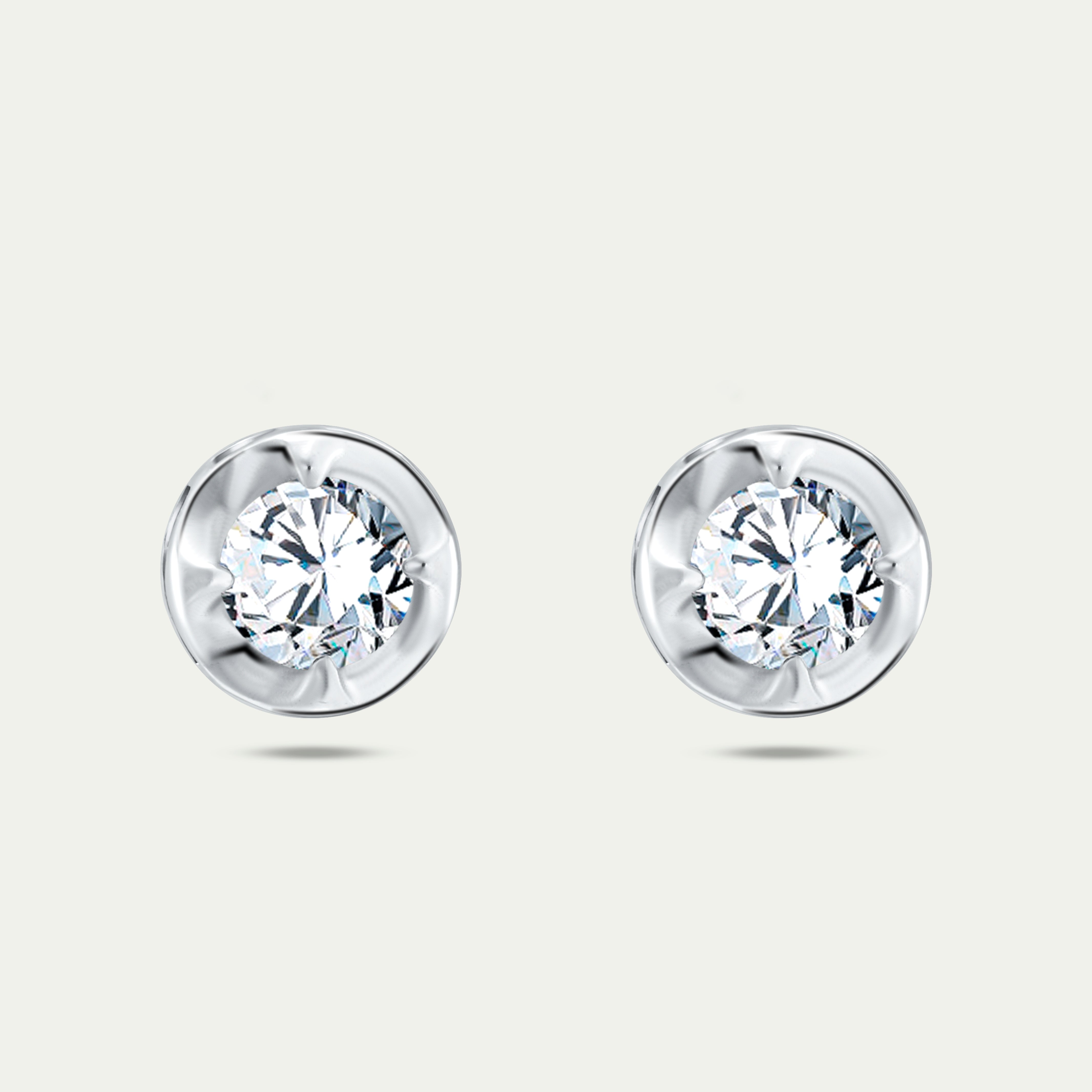 Modern Solitaire Diamond Stud Earrings