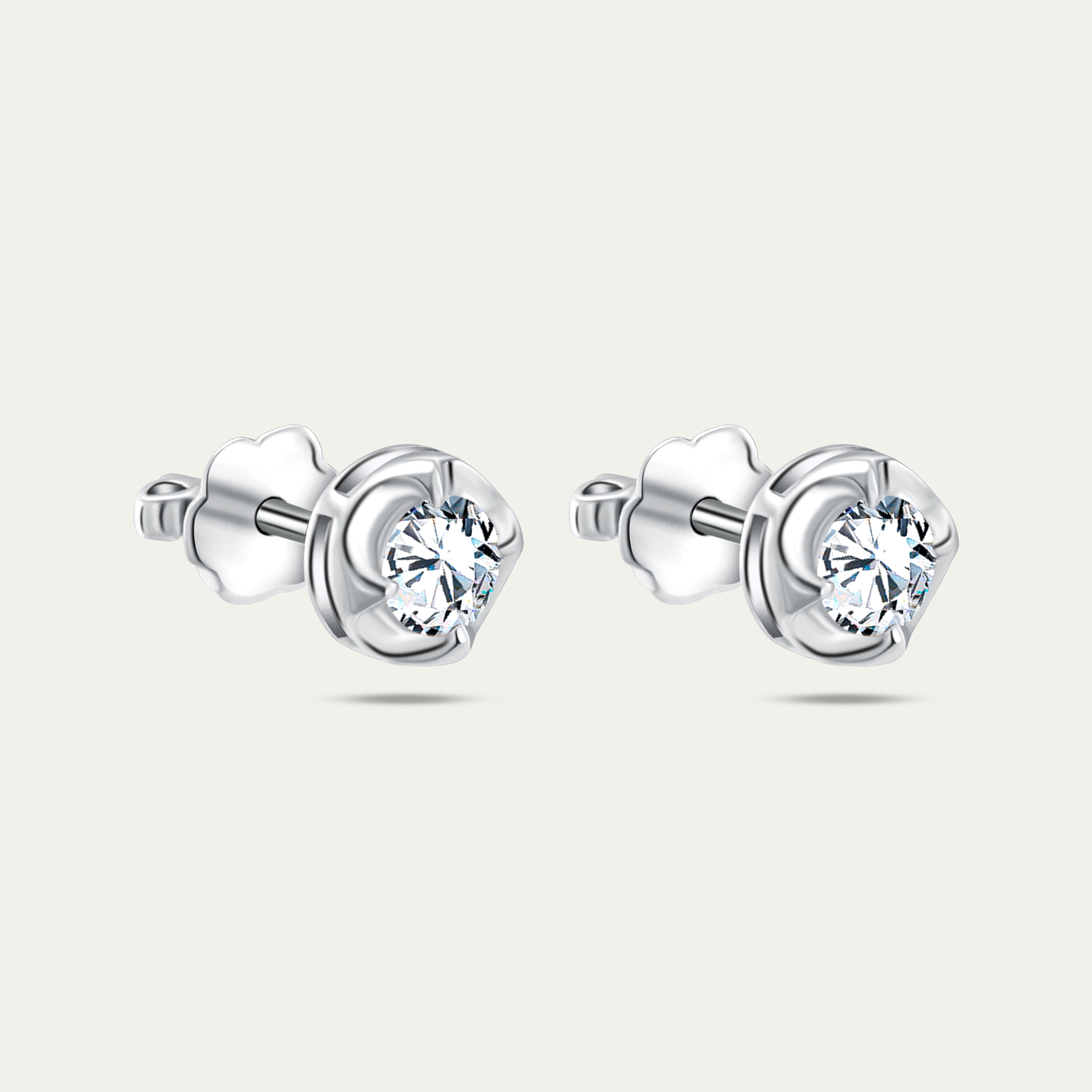 Modern Solitaire Diamond Stud Earrings