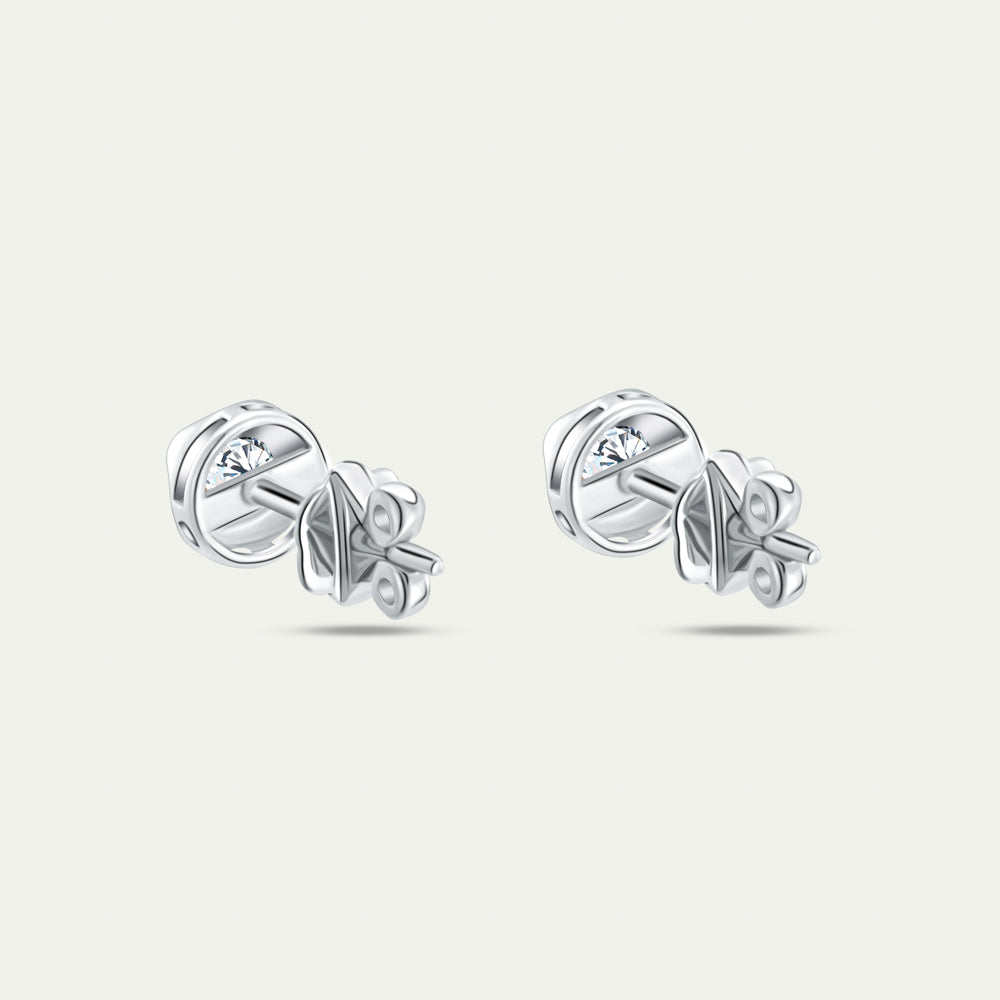 Modern Solitaire Diamond Stud Earrings