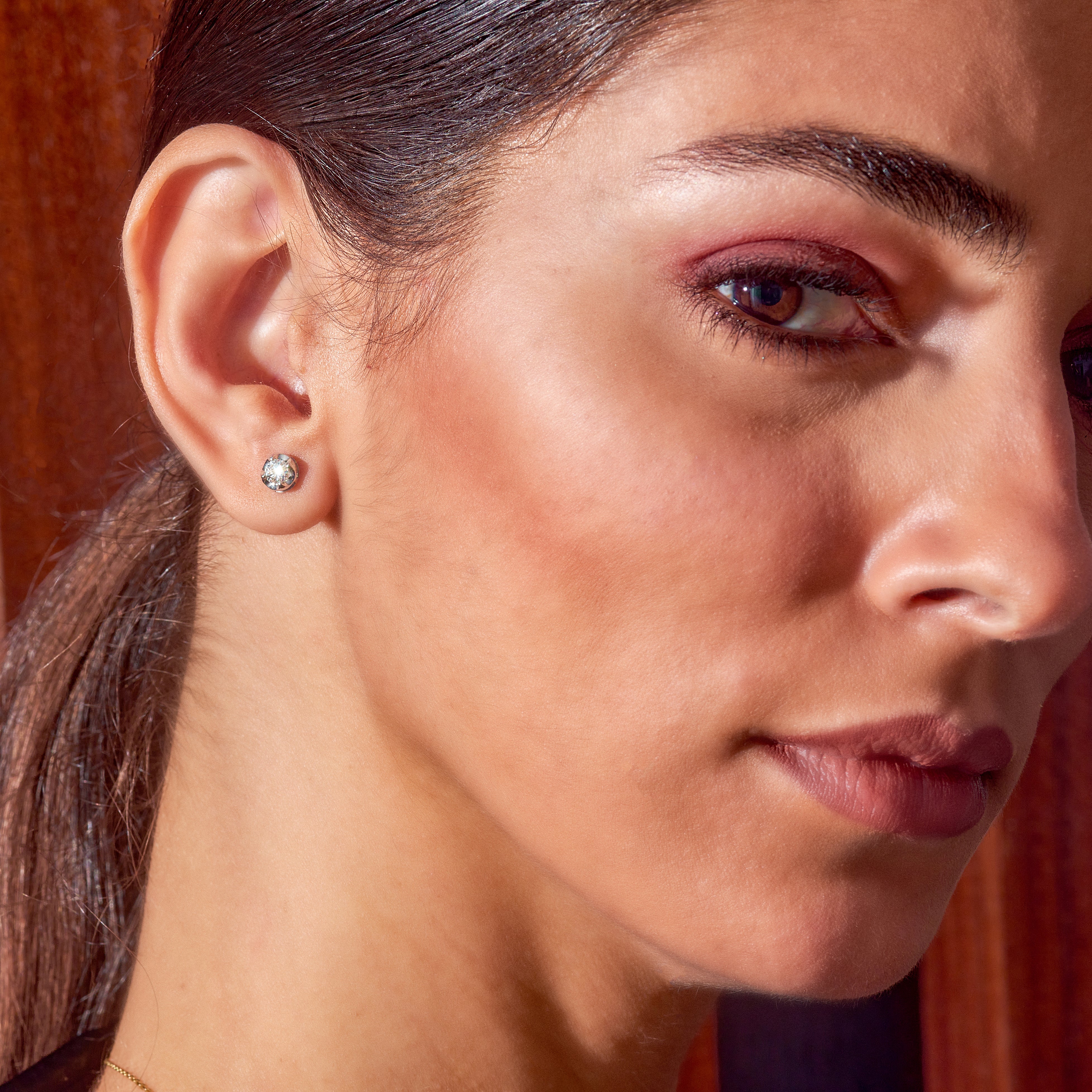 Modern Solitaire Diamond Stud Earrings