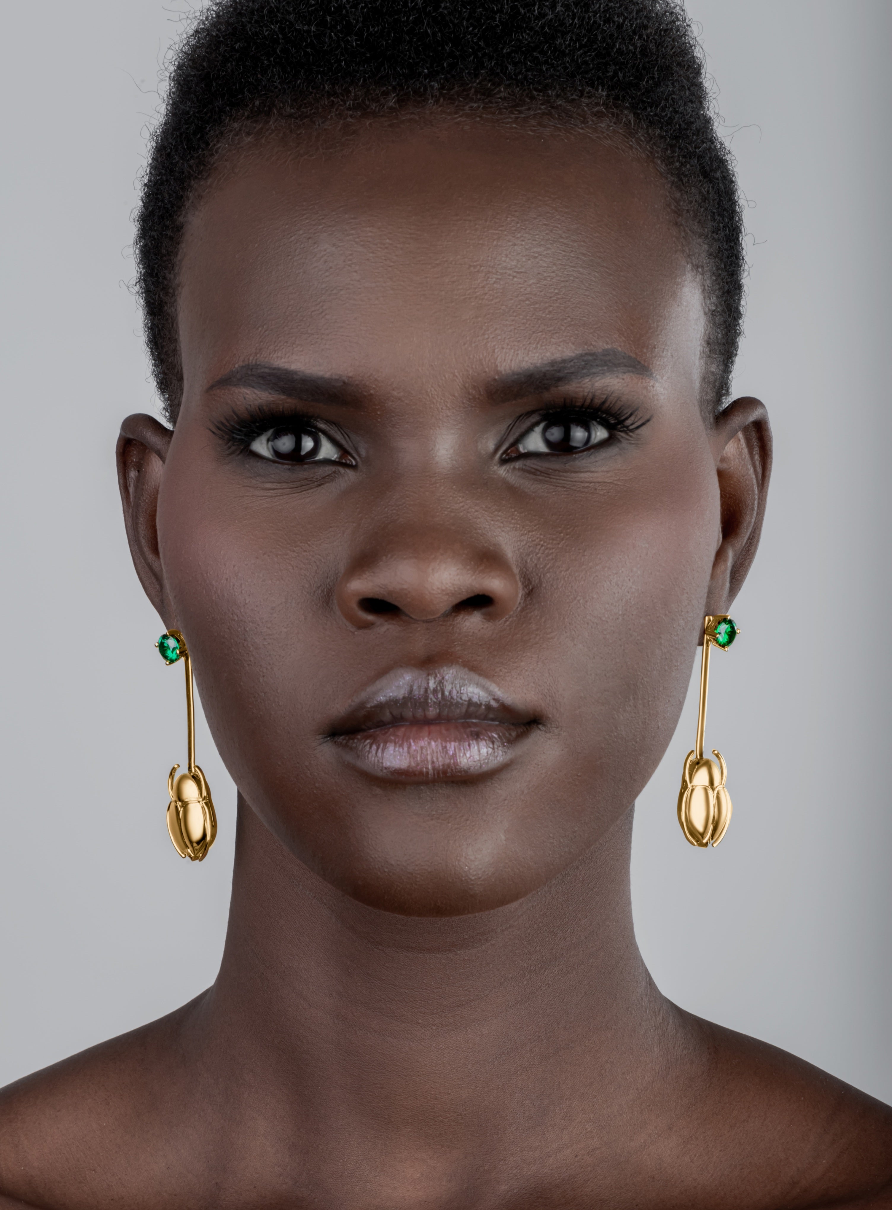 Gold Scarab Earrings