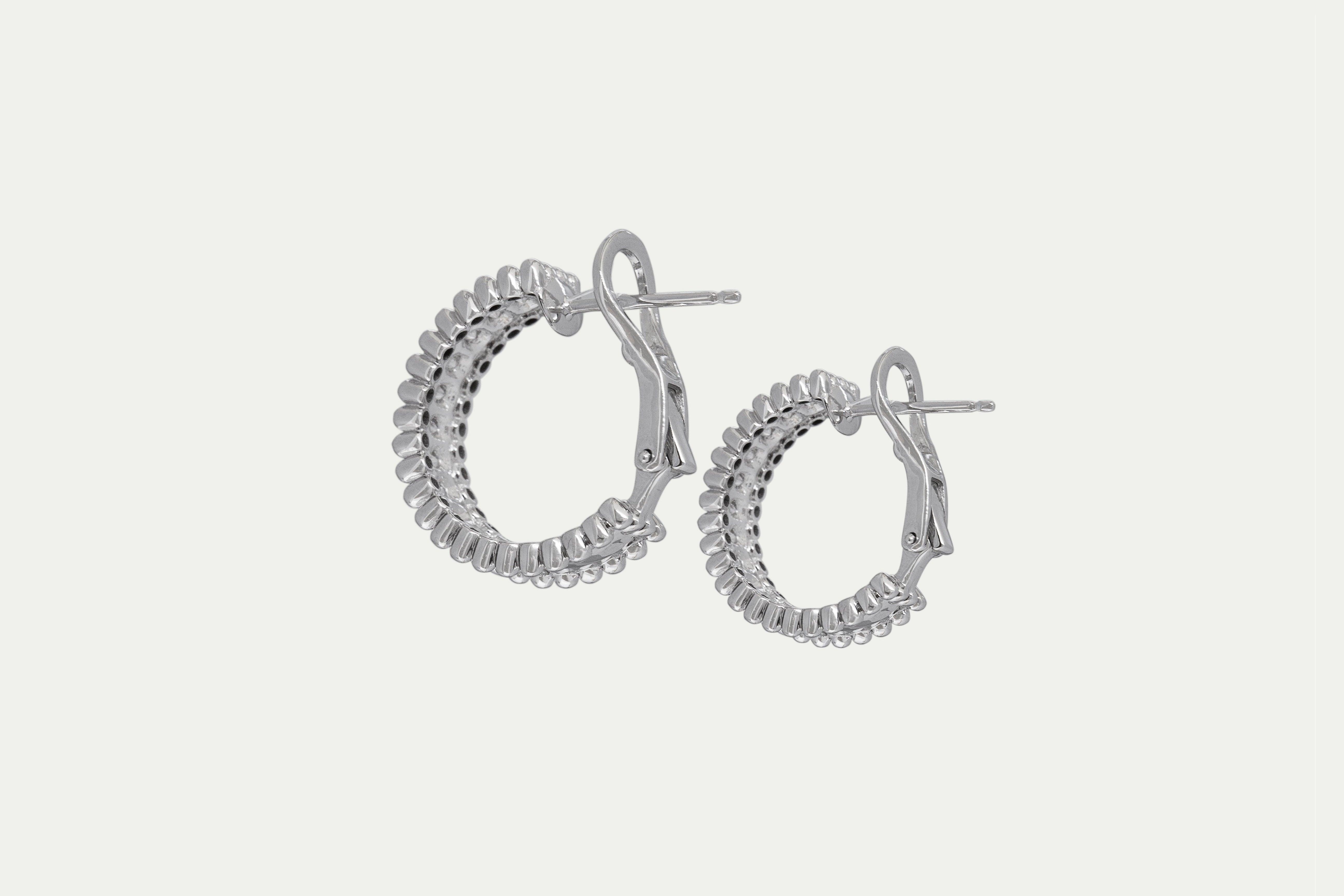 Earrings 18k white gold with 24 round diamonds, Carat total weight 0.74