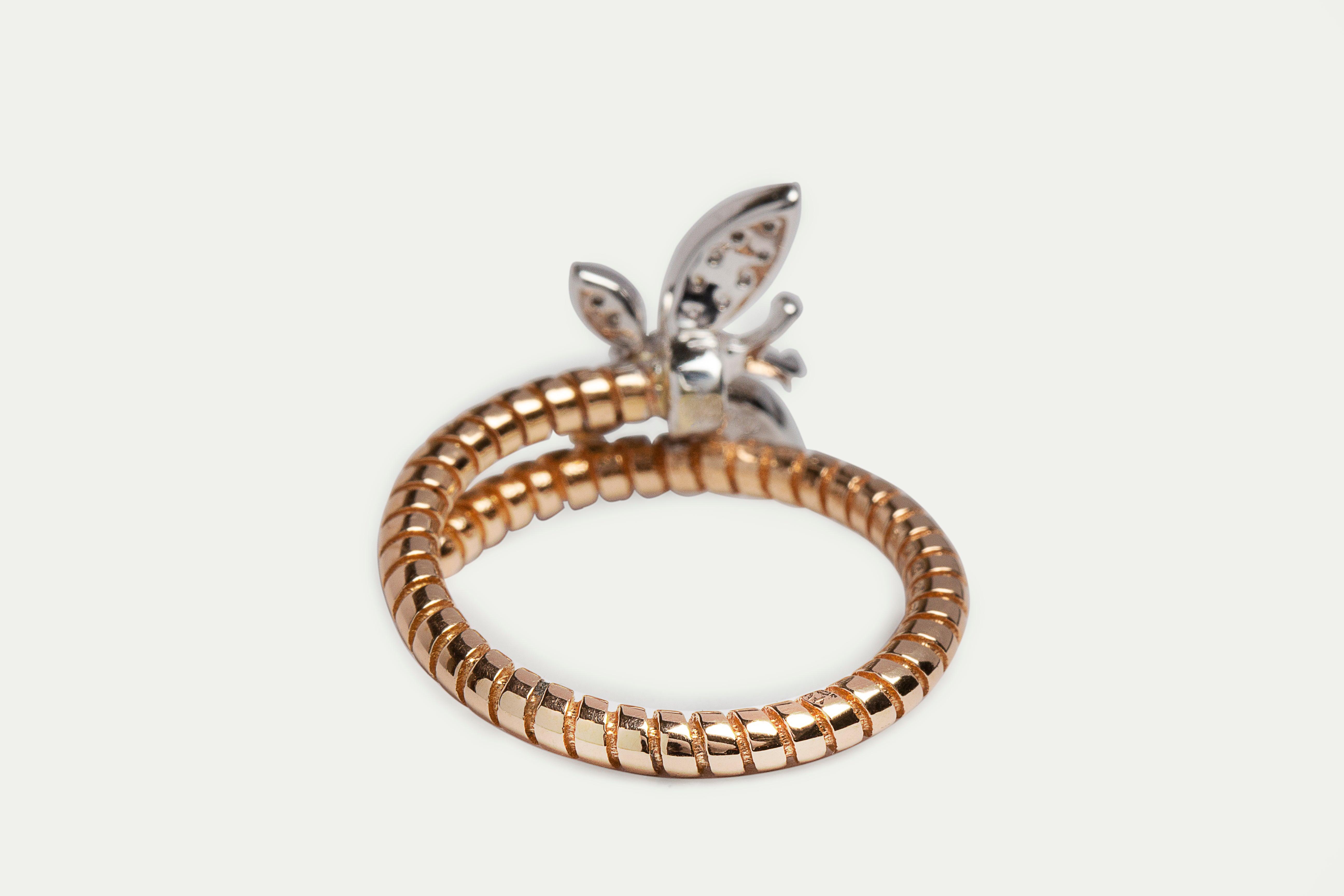Butterfly diamond ring in rose gold - Anty