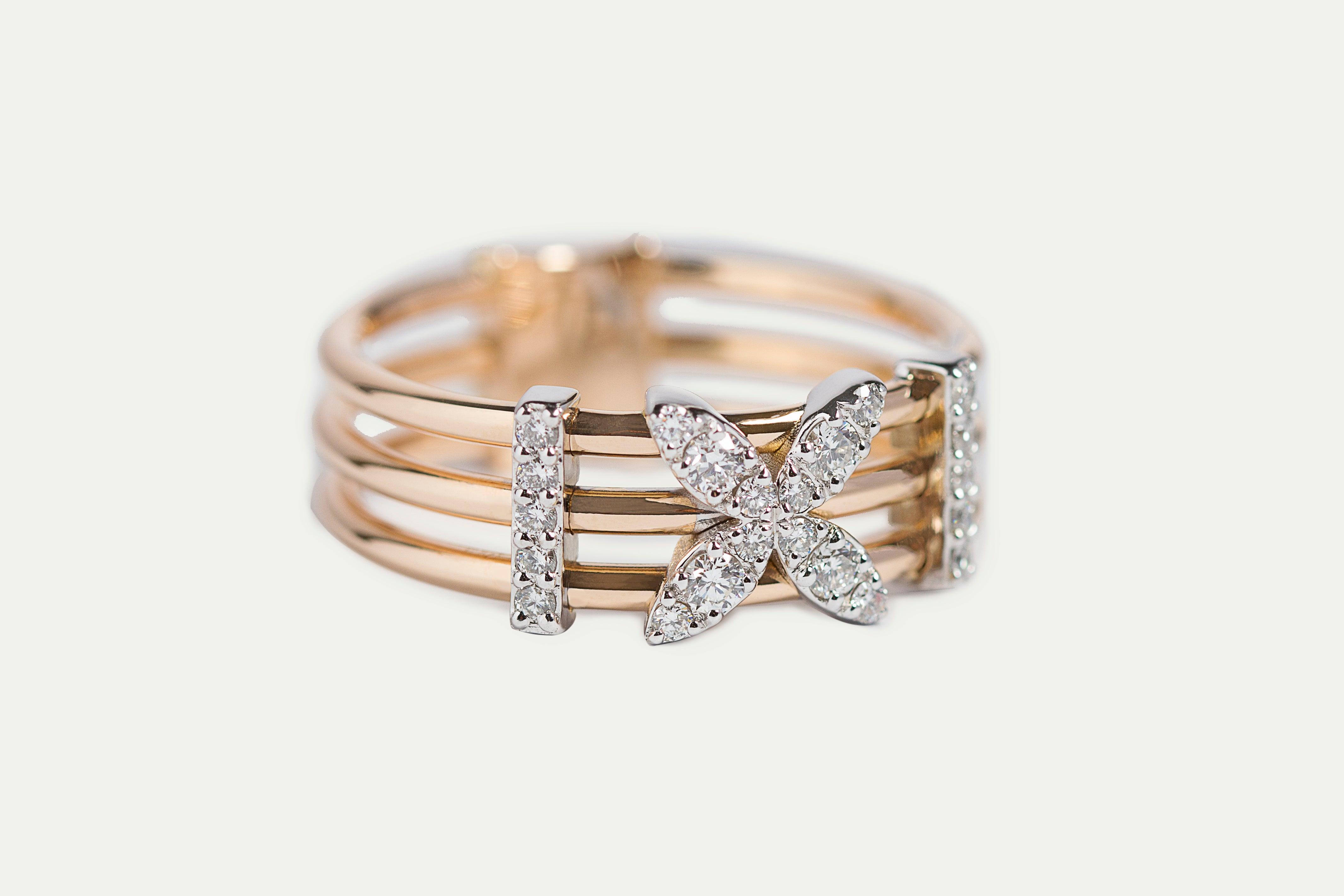 Clover diamond ring in rose gold - Anty