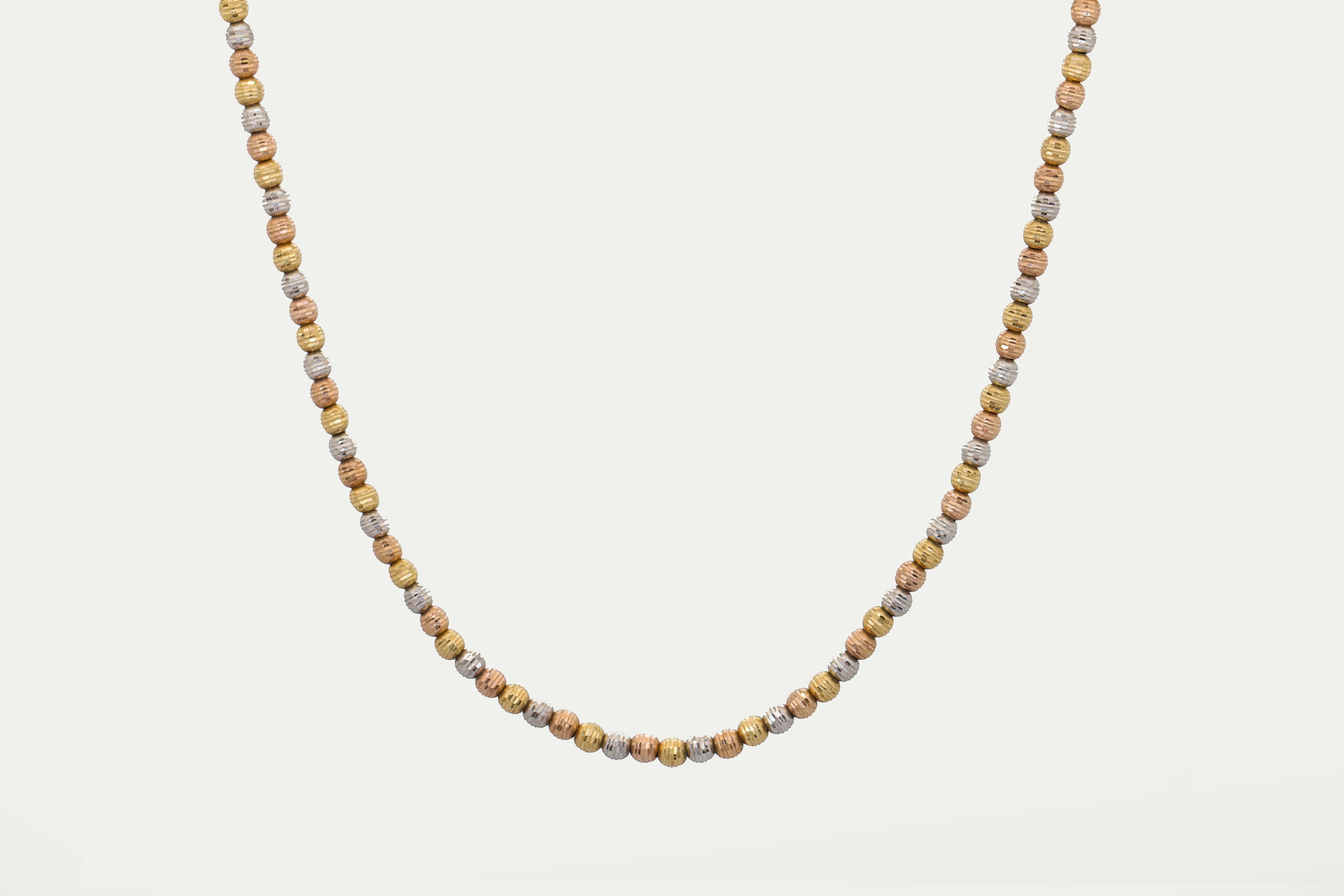 Necklace 18k rose with white and yellow gold, Length 45 cm, Large